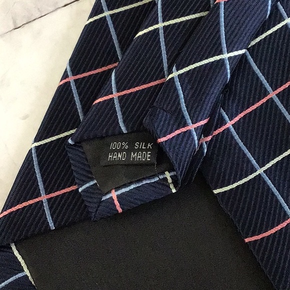 Hugo Boss Vintage Repp silk necktie, navy blue checkered - Picture 3 of 5